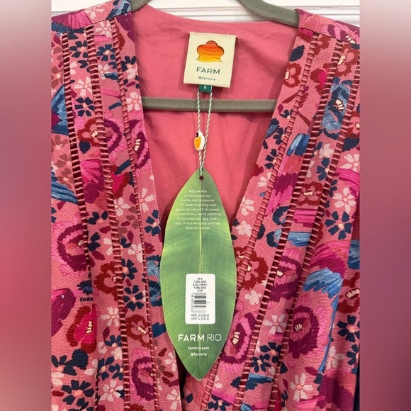 Farm Rio Floral V-Neck Wide-Leg Jumpsuit in Pink & Blue - Picture 5 of 7